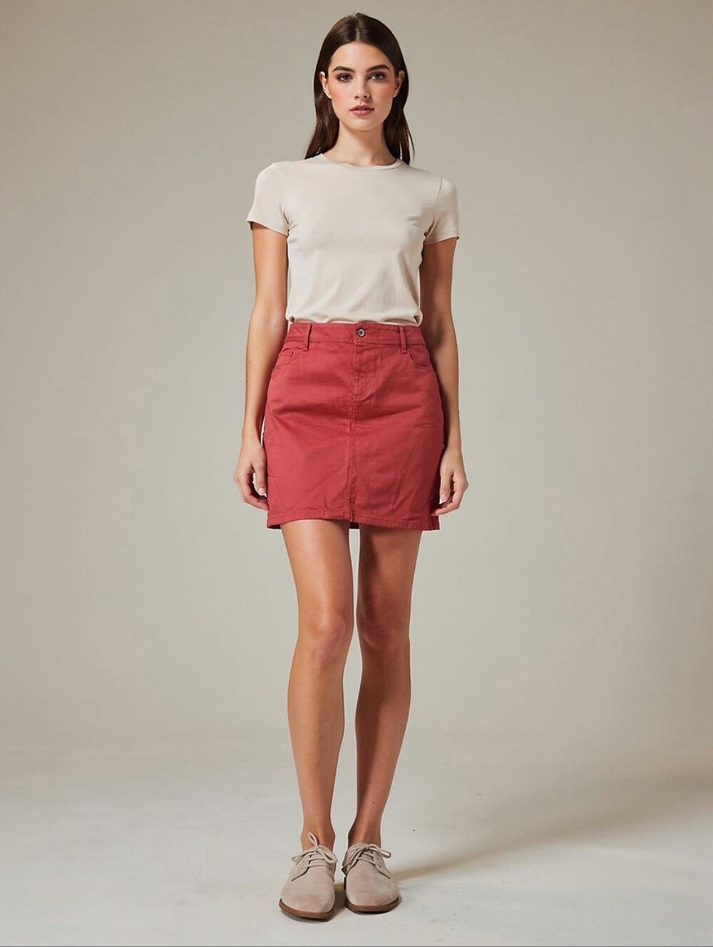 Women's Rust Red Cotton Mini Skirt